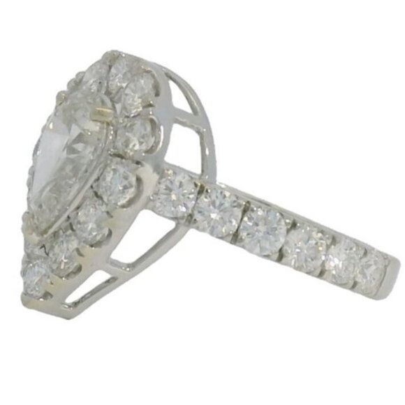 Pear Shaped Brilliant Cut Lab Diamond Ring (1.03ct center) VVS2 14K White Gold - Picture 2 of 5